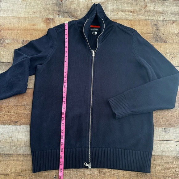 Banana Republic Full Zip Cotton Knit Jacket LARGE Navy Blue - Picture 6 of 7